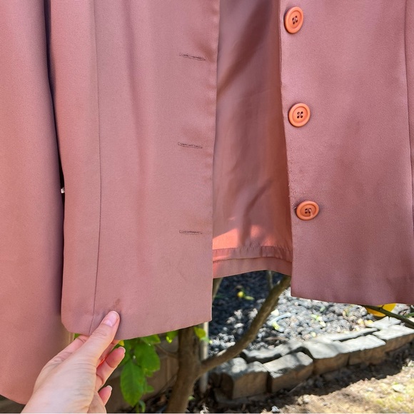 Vintage 90s Mauve Mesh Lace Butterly Back Copped Blazer Jacket 🌿 - Picture 8 of 15